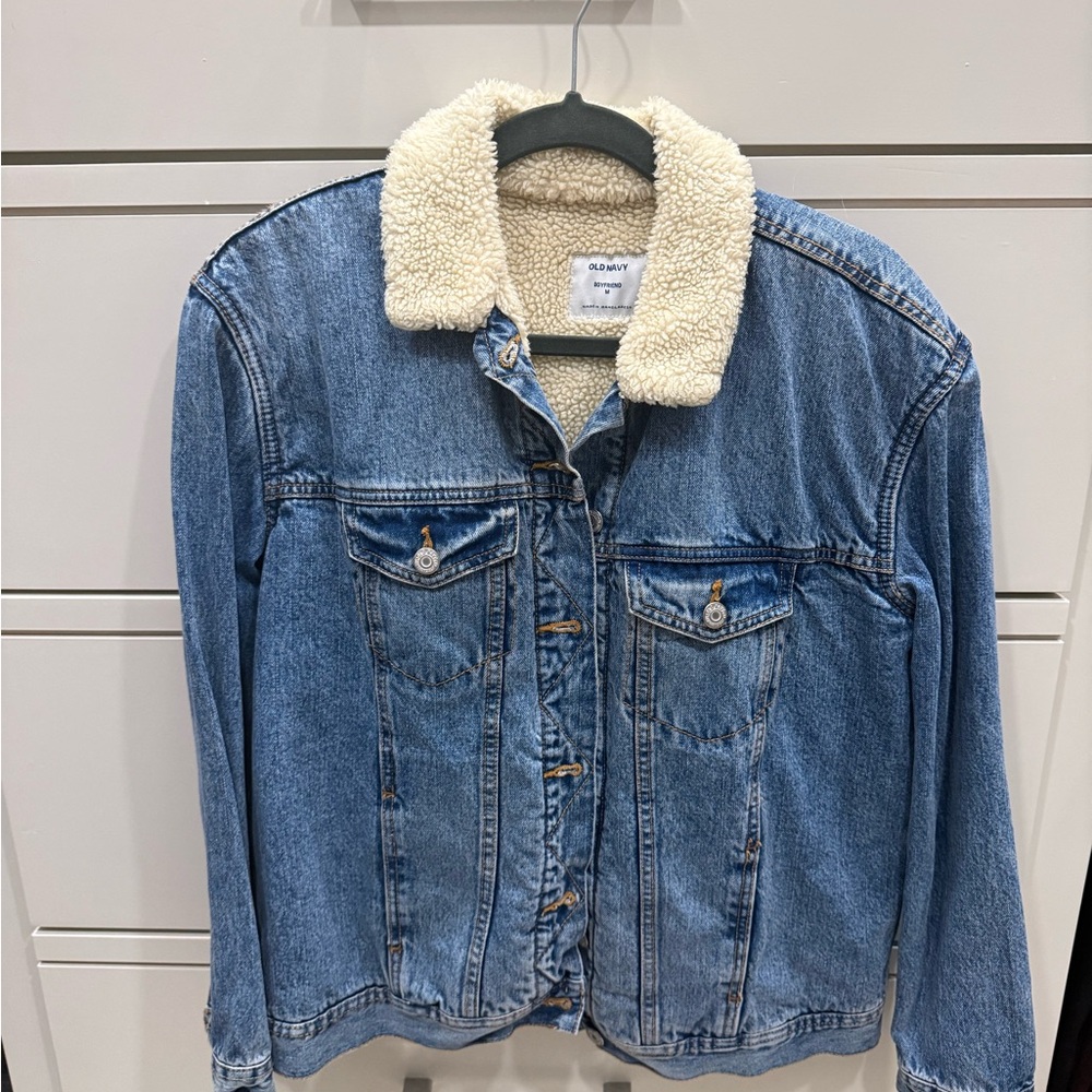 Old Navy Cream Sherpa-Lined Jacket-Boyfriend Fit size M